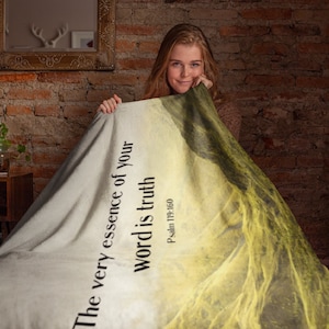 JW Gift Blanket 2023 year text Green Valley scene. Great for camping, car tips, watching broadcast, air travel, or picnics. Wedding gift