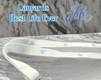 JW Lanyard. Custom print Lanyard with Best Life Ever image. Includes clear plastic card holder. Optional Vegan leather colored badge holder