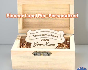 Personalized Pioneer School 2026 Lapel Pin: Laser Engraved Wood, JW Gift