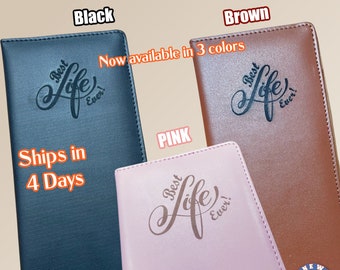 Jw Tract Holder Ministry Organizer. Personalizable. Black, Brown or Pink Vegan Leather Organizer. Best Life Ever JW. JW Gifts.