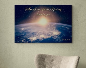 Wall Canvas JW 2024 year text with Magnificent Earth Scene. When I am afraid, I put my trust in you. Psalm 56:3.