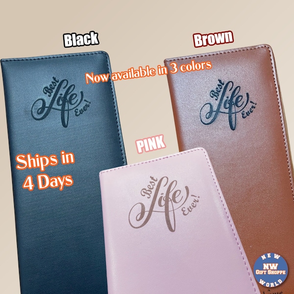 Jw Tract Holder Ministry Organizer. Personalizable. Black, Brown or Pink Vegan Leather Organizer. Best Life Ever JW. JW Gifts.