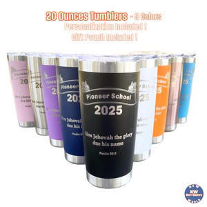 Personalized Pioneer School Tumbler: 20oz Stainless Steel JW Gift