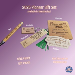JW Pioneer Set Gift Pack with Velvet Pouch. Personalizable. 3 unique packs. Great for Pioneer School. JW 2025 Year Text. Ready to give!