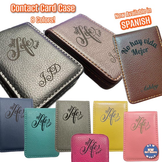 Personalized Vegan Leather Contact Card Case - JW Gifts