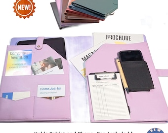 Personalized Vegan Leather JW Ministry Organizer with Phone and Tablet Holder