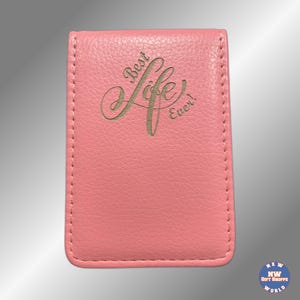 Personalized Vegan Leather Contact Card Case - JW Gifts Pink