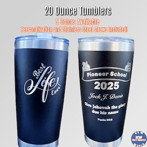 Gobelet JW 20 oz personnalisable en acier inoxydable avec Pioneer School et année 2025 - Le meilleur cadeau de tous les temps en anglais/espagnol. Cadeaux JW
