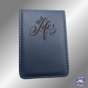 Personalized Vegan Leather Contact Card Case - JW Gifts Blue