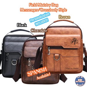 JW Ministry Organizer Bag Personalized Vegan Leather.  Spanish Available