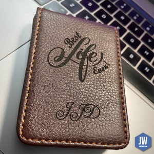 Personalized Vegan Leather Contact Card Case - JW Gifts Brown
