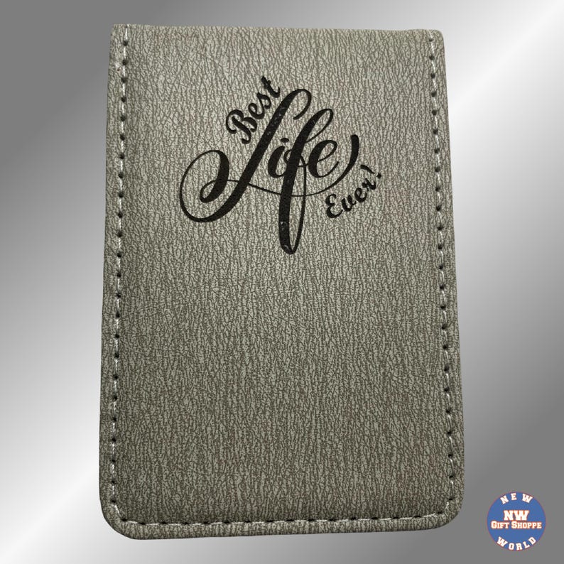 Personalized Vegan Leather Contact Card Case - JW Gifts Grey