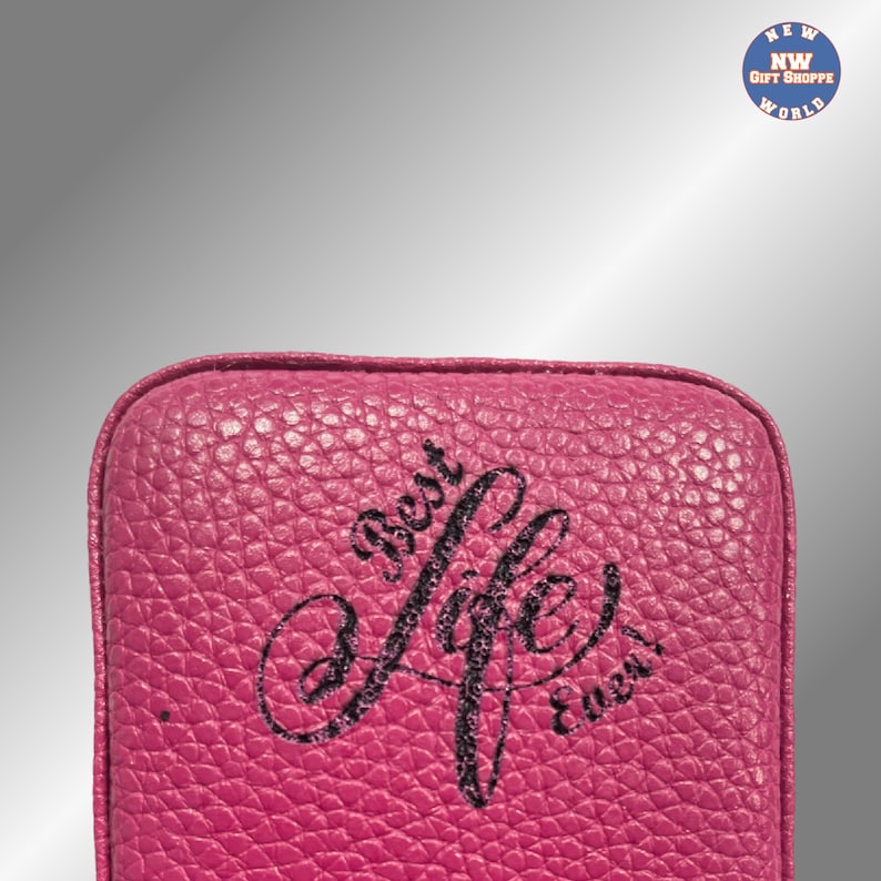 Personalized Vegan Leather Contact Card Case - JW Gifts Raspberry