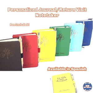 JW Ministry Organizer Notebook. Vegan Leather. Personalization Included! JW Pioneer Gift with Engraved Pen.