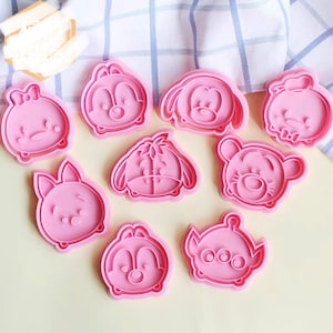 Cartoon disney tsum tsum cookie cutter with stamp, biscuit mold, playdoh cutter, cake decoration mold