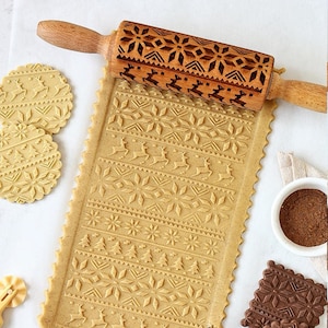 Snow flakes, christmas rolling pin,embossing cookie roller ,cutter , biscuit roller