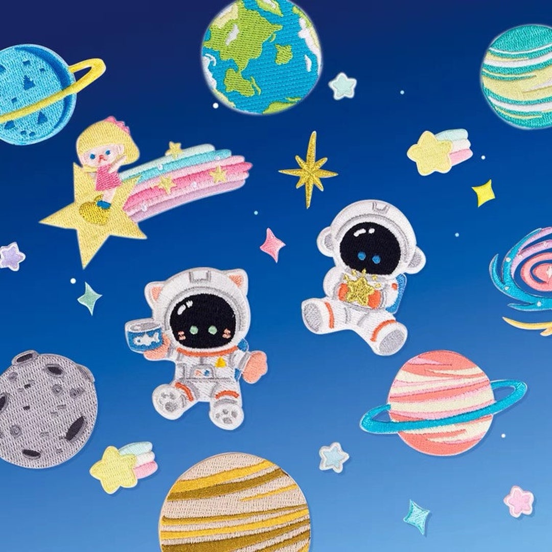 Astronaut, Space, Planets, Universe, Galaxy, UFO Iron On, Sew on Patch ...