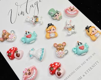 Alice in the wonderland Resin flat back charm, random 20pcs,DIY craft supply