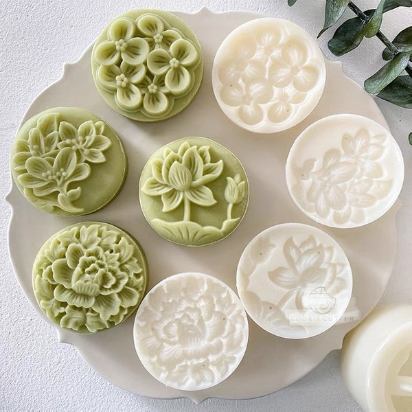 4pcs set 3D flowers moon cake mold, cookie stamps