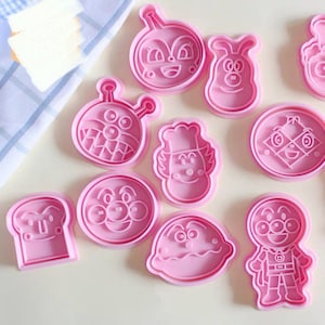 Cartoon Anpanman cookie cutter with stamp, biscuit mold, playdoh cutter, cake decoration mold image 1