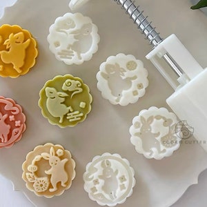 Bunny moon cake mold, cookie stamps
