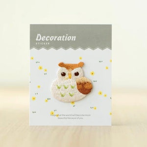 Owl iron on, sew on patch, embroidery applique