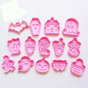 Cartoon Halloween pumpkin mummy skeleton cookie cutter with stamp, biscuit mold, playdoh cutter, cake decoration mold