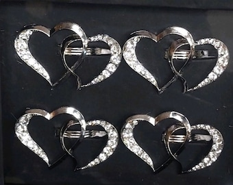 4pk Silver Bling Heart Napkin Rings