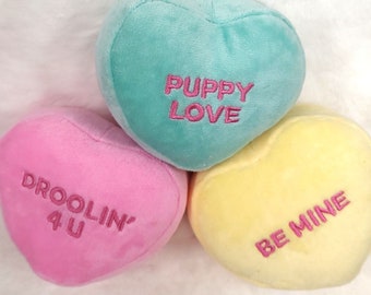 Set of 3- Conversation Heart Dog Toys