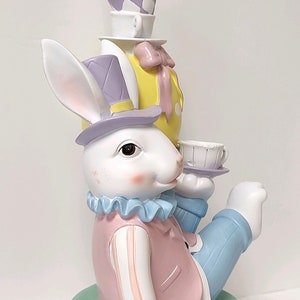 Balancing Easter Bunny Figurine