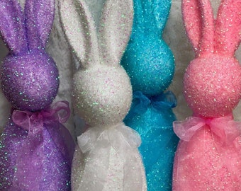 16" Flocked Glitter Bunny