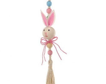 13" Wood Bead Bunny Tassel