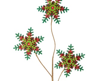 28" Red & Green Snowflake Spray