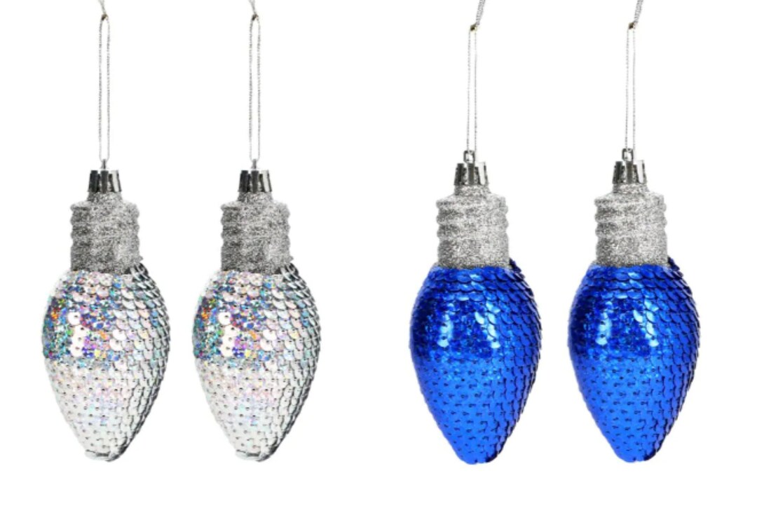 Sequined Bulb Ornaments Set of 2 Etsy