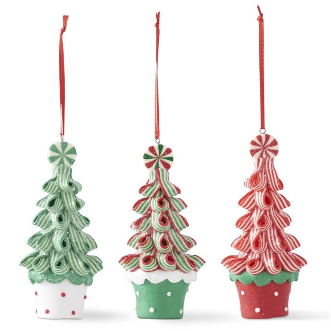 Set of 3 Ribbon Candy Christmas Tree Ornaments Etsy