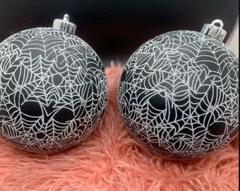 6" Glitter Spiderweb Halloween Ornament