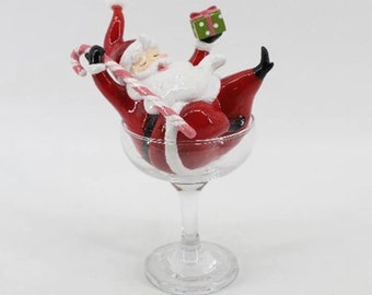 Retro Santa in Martini Glass