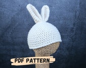 Crochet Bunny Hat Pattern - All Sizes Baby Bonnet Pattern - Cute Baby Pattern- Baby Gift - Animalistic Hat Pattern- Hat With Ears Pattern