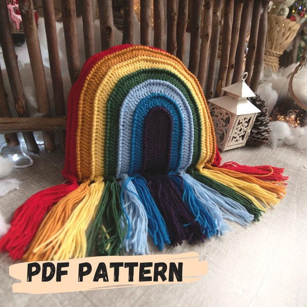 PDF PATTERN Crochet Rainbow Cushion - Crochet Rainbow - Rainbow Pillow - Rainbow home decor - Crochet pillow - Baby colorful cushion pattern