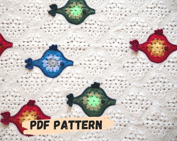 Crochet fish blanket hotsell
