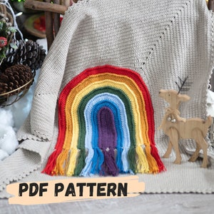 PDF PATTERN Crochet Rainbow blanket - Baby Blanket Pattern - Cute Baby gift - Kids Blanket - Colorful Baby Blanket -Baby Shower - Throw DIY