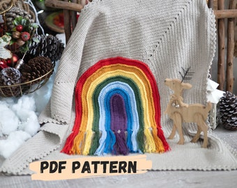PDF PATRÓN Manta Arco Iris de Ganchillo - Patrón Manta Bebé - Lindo Regalo Bebé - Manta Niños - Manta Bebé Colorida -Baby Shower - Lanzar DIY