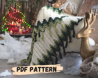 PATRÓN PDF Manta de Ganchillo - Patrón Manta Navideña - Ganchillo Navideño - Patrón de Tejer Navidad -DIY Navidad-Patrón Manta Bebé