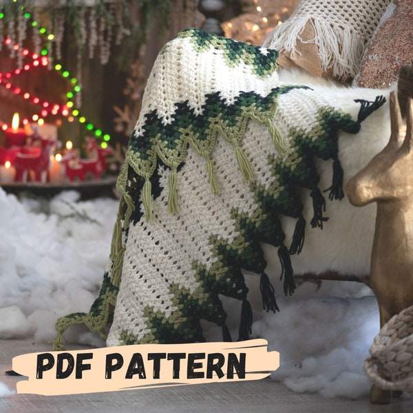 Crochet Blanket PDF PATTERN - Christmas Blanket Pattern - Christmas Crochet - Christmas Knitting Pattern -DIY Christmas-Baby Blanket Pattern