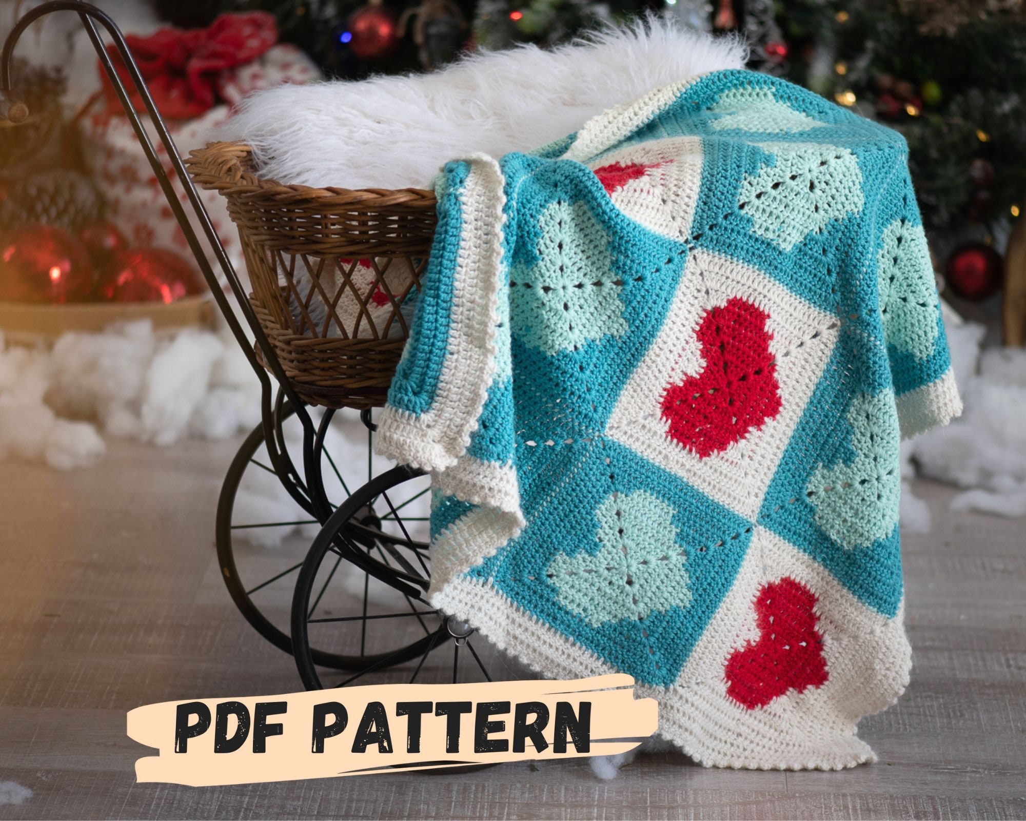 PDF PATTERN Crochet Blanket - Heart Blanket Pattern- Love Blanket ...