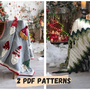 2 PDF PATTERNS - Christmas tree and Gnomes blankets - Crochet Chrismas blankets PDF pattern - Christmas tree blanket - Gnomes baby blanket
