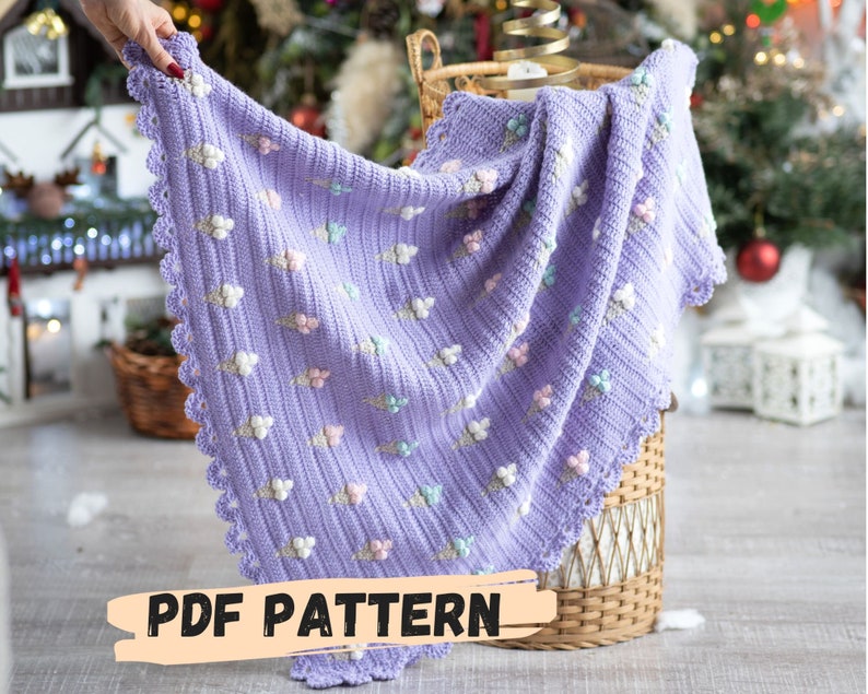 PDF PATTERN Crochet Ice Cream Blanket Baby Blanket Pattern Sweet Crochet Blanket Ice Cream Crochet Cute Crochet Blanket Baby knits image 1