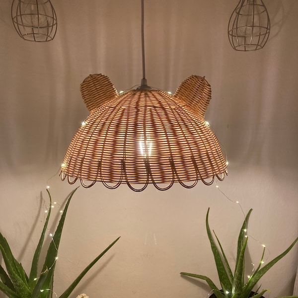 Rotan schattige beer kroonluchter > hanglamp > kinderkamerlamp > verlichting plafondlamp