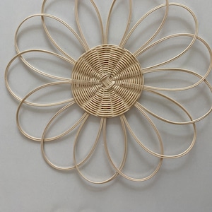 Rattan Daisy Flower Wall Decor, Set of 3, Handmade Boho Nursery Decor ...