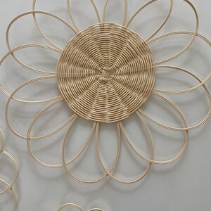 Rattan Daisy Flower Wall Decor, Set of 3, Handmade Boho Nursery Decor ...